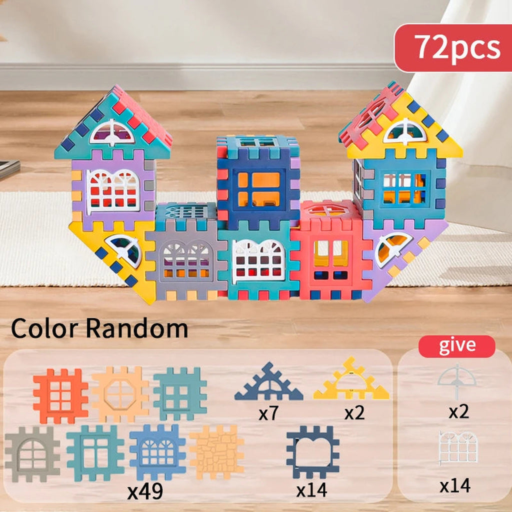 Lumiwee Cottage House Building Blocks Set, 72 Pcs option