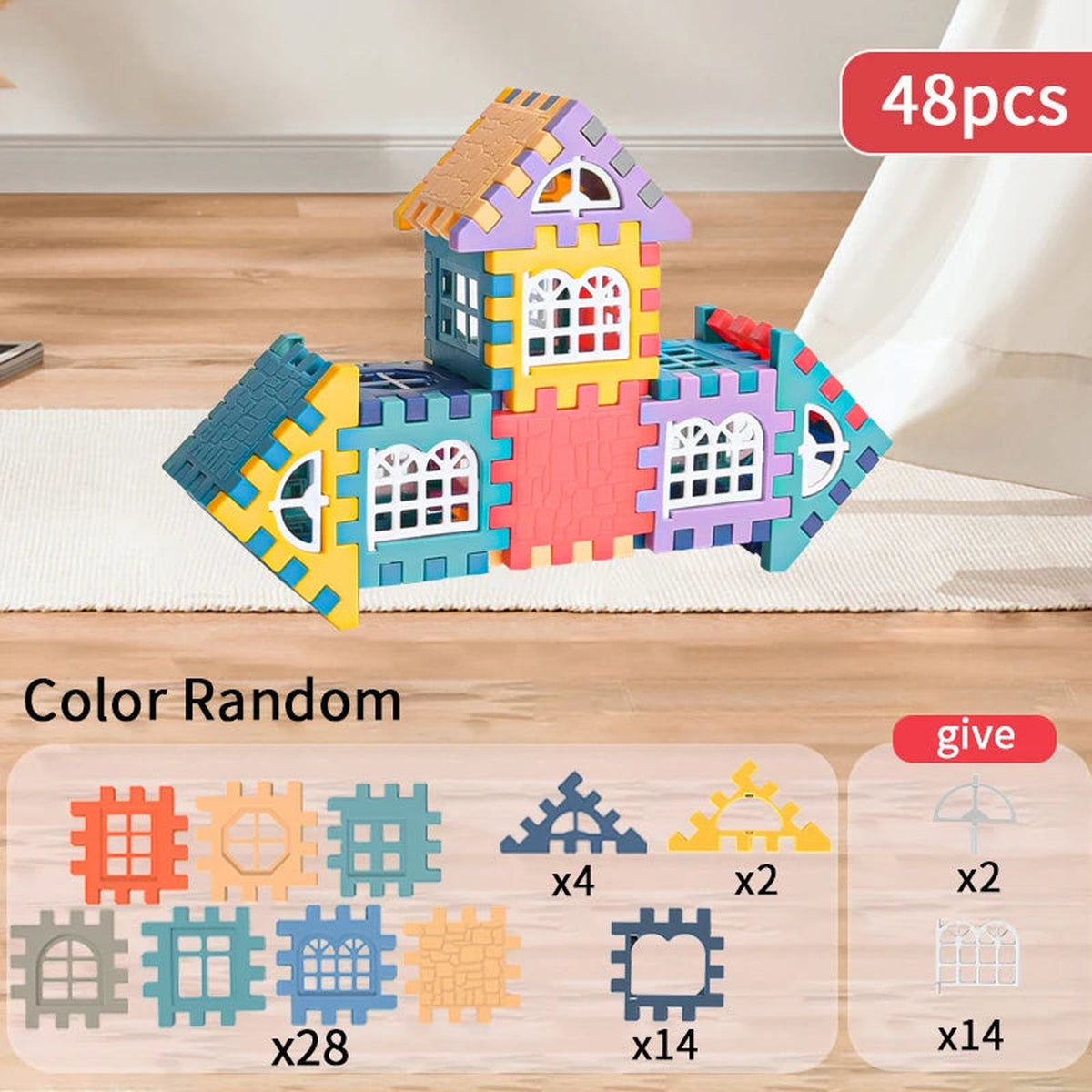 Lumiwee Cottage House Building Blocks Set, 48 Pcs option
