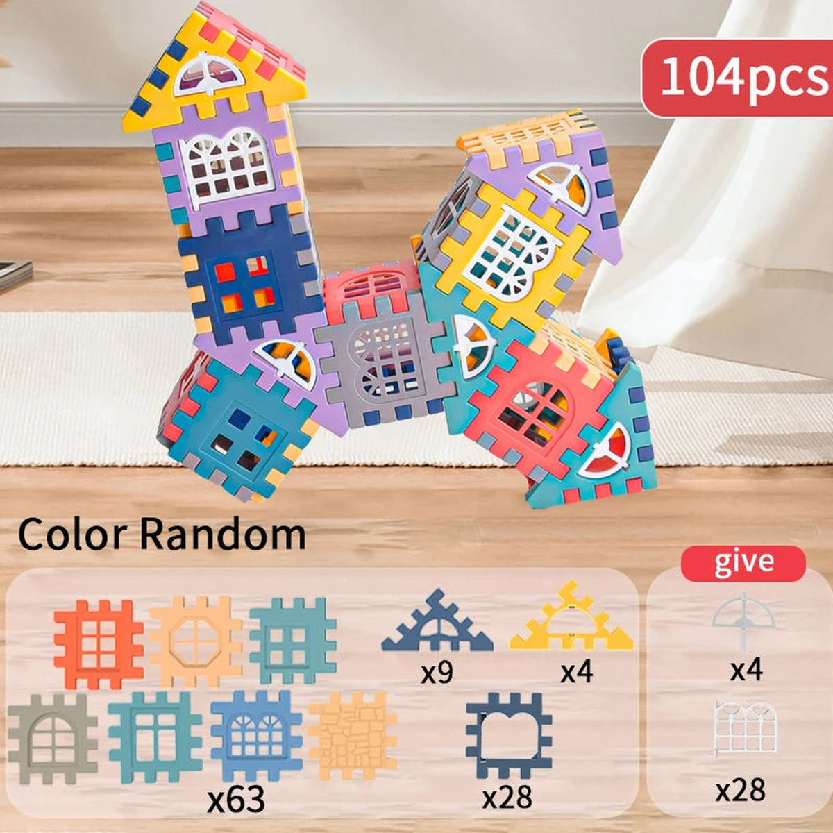 Lumiwee Cottage House Building Blocks Set, 104 Pcs option