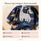 Lumiwee infographic: Critter - Fleece zip romper, feet covered