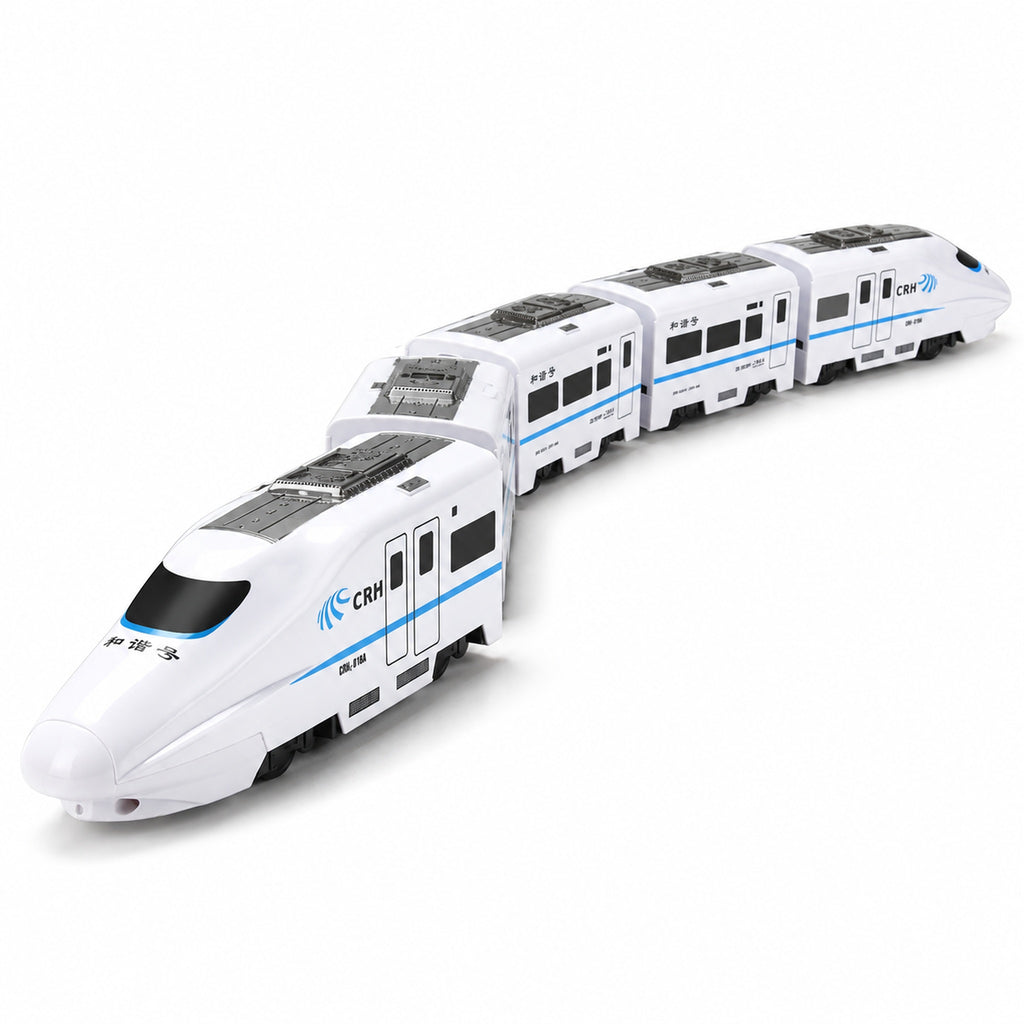 Five-car Lumiwee Dash bullet toy train on a white background