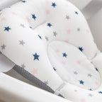 Lumiwee Dew baby bath support cushion: close-up of the raised headrest and mesh center