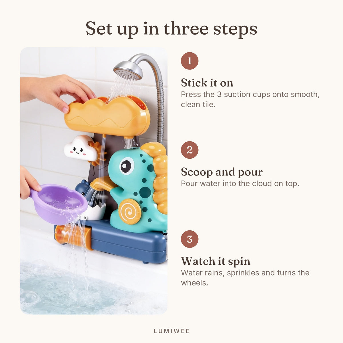 Lumiwee infographic: Dino - Set up in three steps