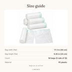 Lumiwee infographic: Potty Liners - Size guide