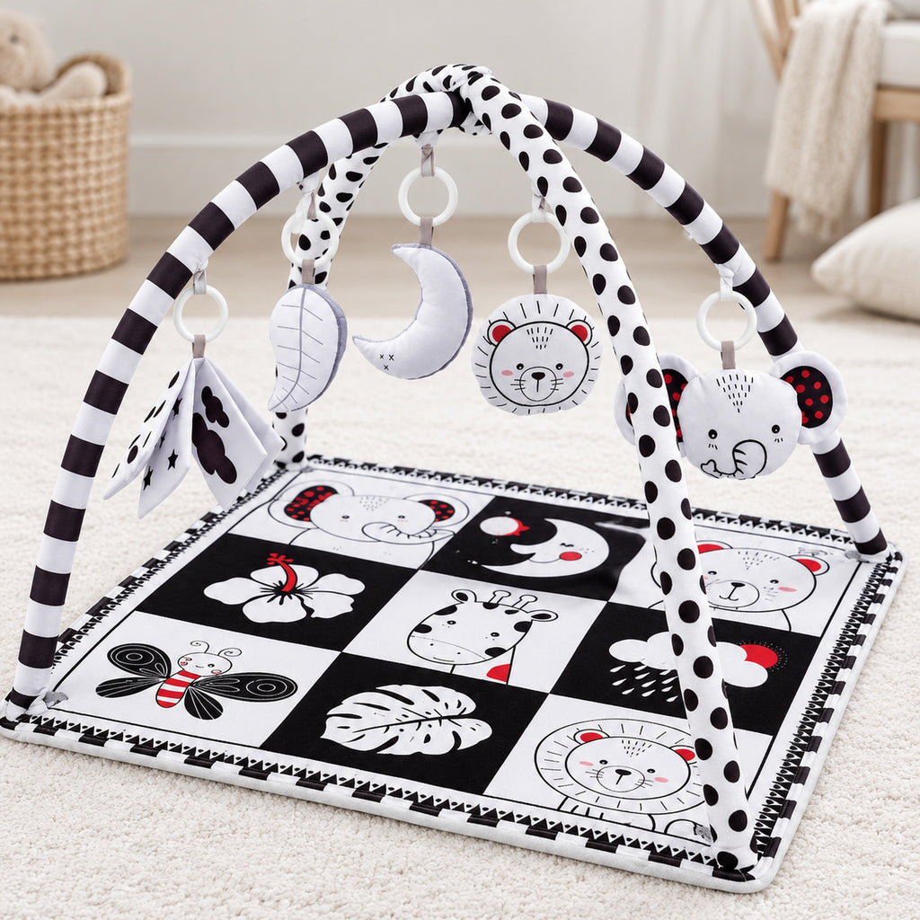 Lumiwee Domino hanging cloth book and four soft rattles