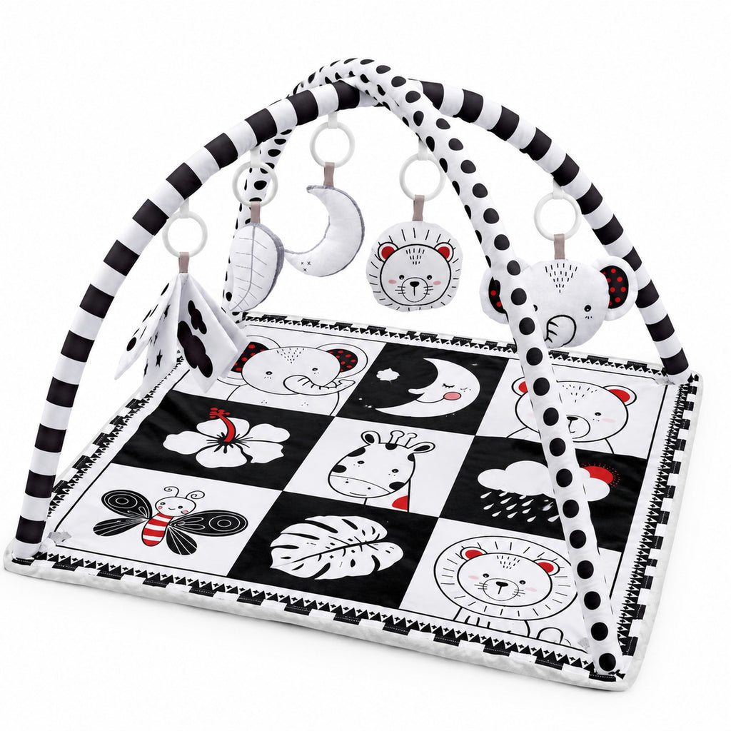 Black and white Lumiwee Domino activity gym on a white background