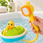 Lumiwee Drizzle Duck Shower Bath Toy Set: close-up of the duck shower wand and boat