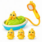 Lumiwee Drizzle Duck Shower Bath Toy Set: complete set on a white background