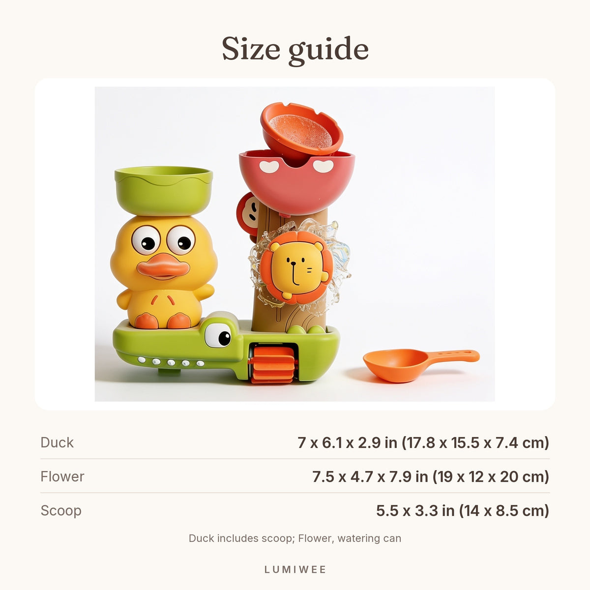 Lumiwee infographic: Duck - Size guide