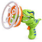 Lumiwee green Fizz dinosaur bubble gun on a white background
