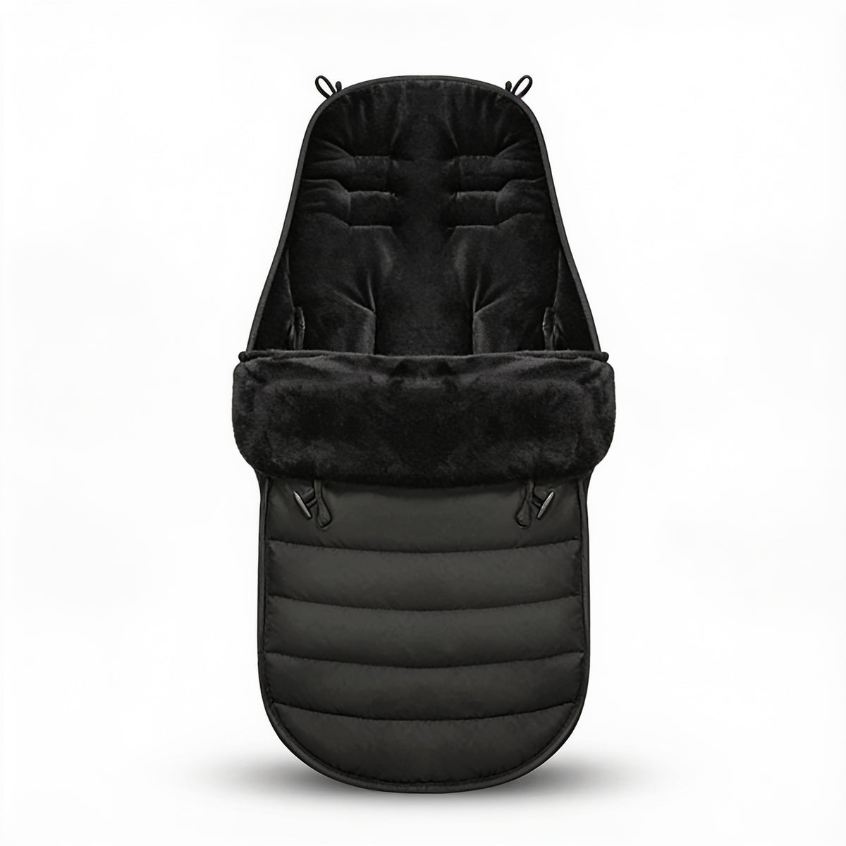 Lumiwee Flurry winter stroller bunting bag: black winter stroller bunting bag on a white background