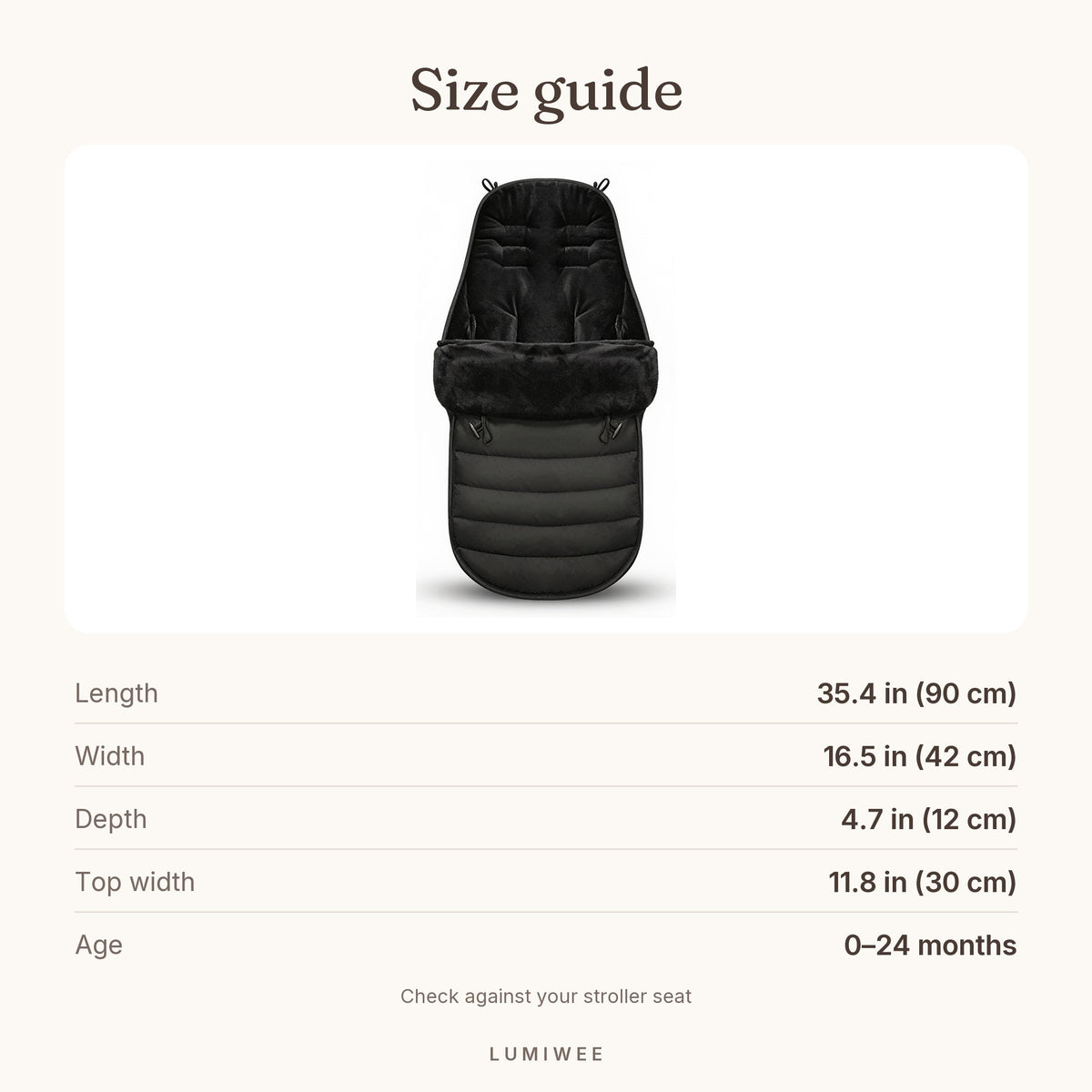 Lumiwee infographic: Flurry - Size guide