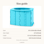 Lumiwee infographic: Foldable Travel Potty - Size guide