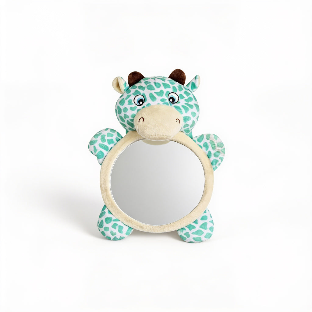 Lumiwee Glance back seat baby car mirror: plush giraffe back seat baby mirror on a white background