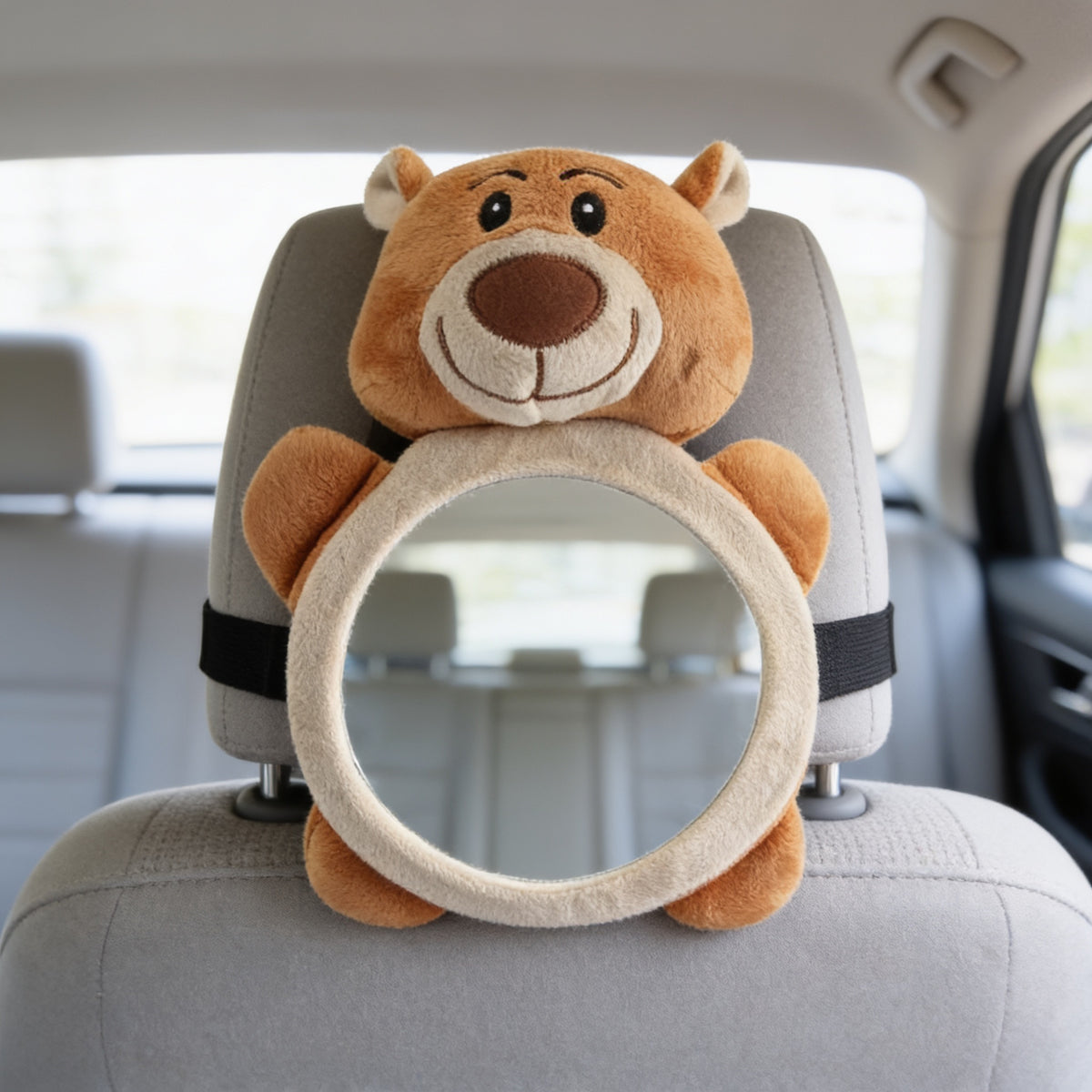 Lumiwee Glance back seat baby car mirror, Bear option, in a bright room