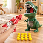 Adult holding the Gulp air launcher aimed at the dinosaur target