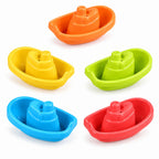 Five Lumiwee Harbor boat toys on a white background