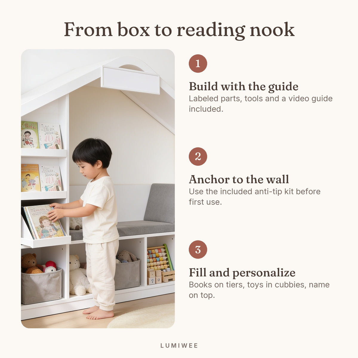 Lumiwee infographic: Hazel - From box to reading nook