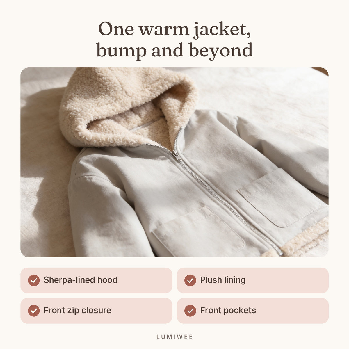 Lumiwee infographic: Hearth - One warm jacket, bump and beyond