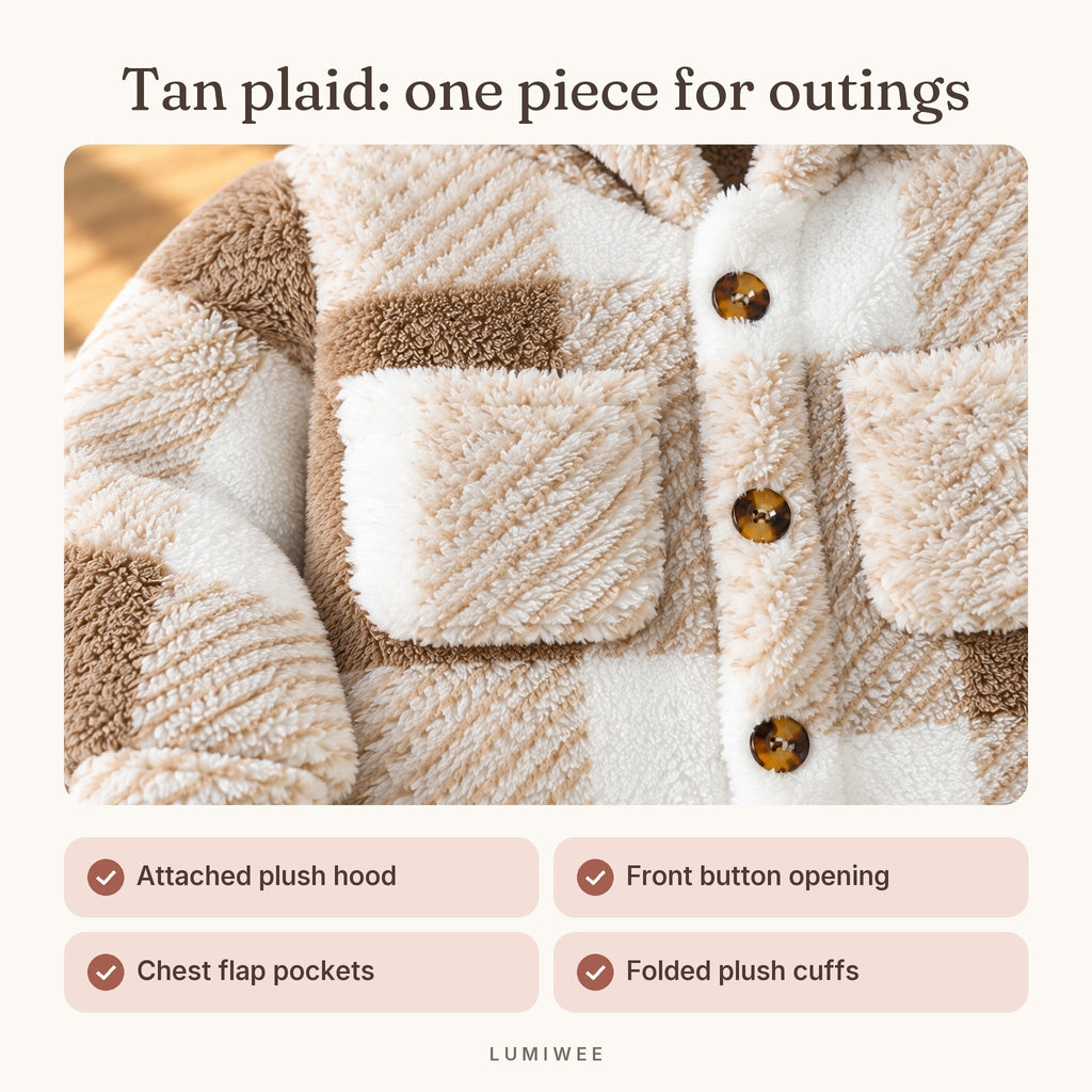 Lumiwee infographic: Heather - Tan plaid: one piece for outings