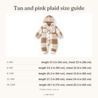 Lumiwee infographic: Heather - Tan and pink plaid size guide