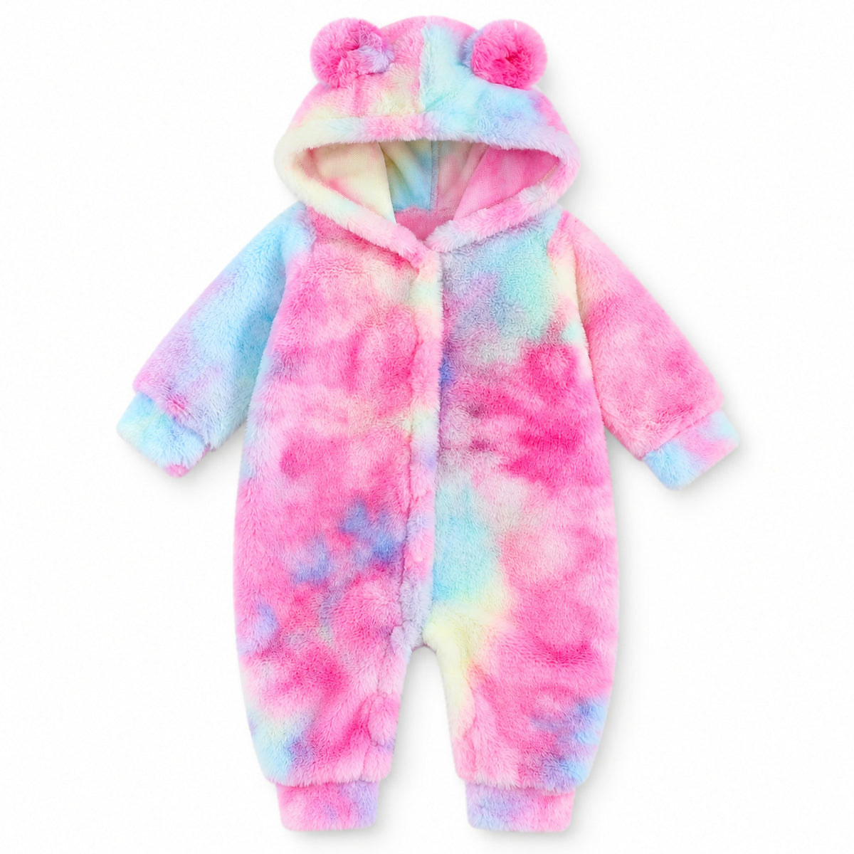 Lumiwee Heather Hooded Baby Romper, Rainbow Tie-Dye option
