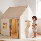 Lumiwee Hideout kids play tent: child standing beside the tent for scale