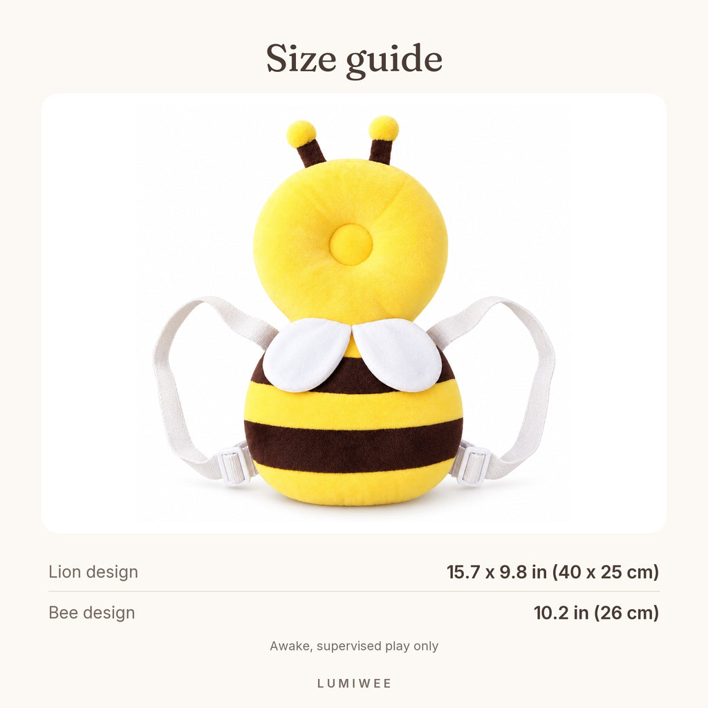 Lumiwee infographic: Infant Head Protector Backpack - Size guide