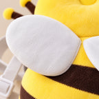 Close-up of the Bee cushion white wing and plush stitching