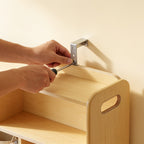 Lumiwee Juniper 2-tier Montessori toy shelf: fixing the anti-tip bracket to the wall