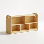 Lumiwee Juniper 2-tier Montessori toy shelf: natural wood toy shelf on a white background