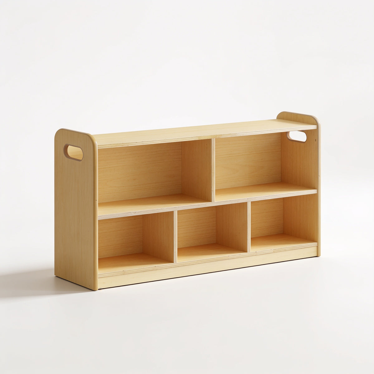 Lumiwee Juniper 2-tier Montessori toy shelf: natural wood toy shelf on a white background