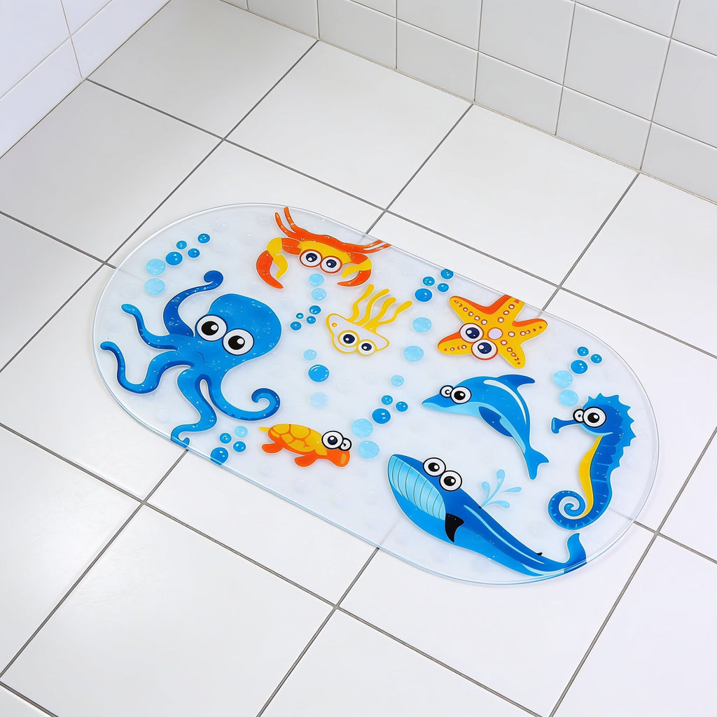 Lumiwee Lagoon kids bath mat: the mat on 30 cm floor tiles for scale