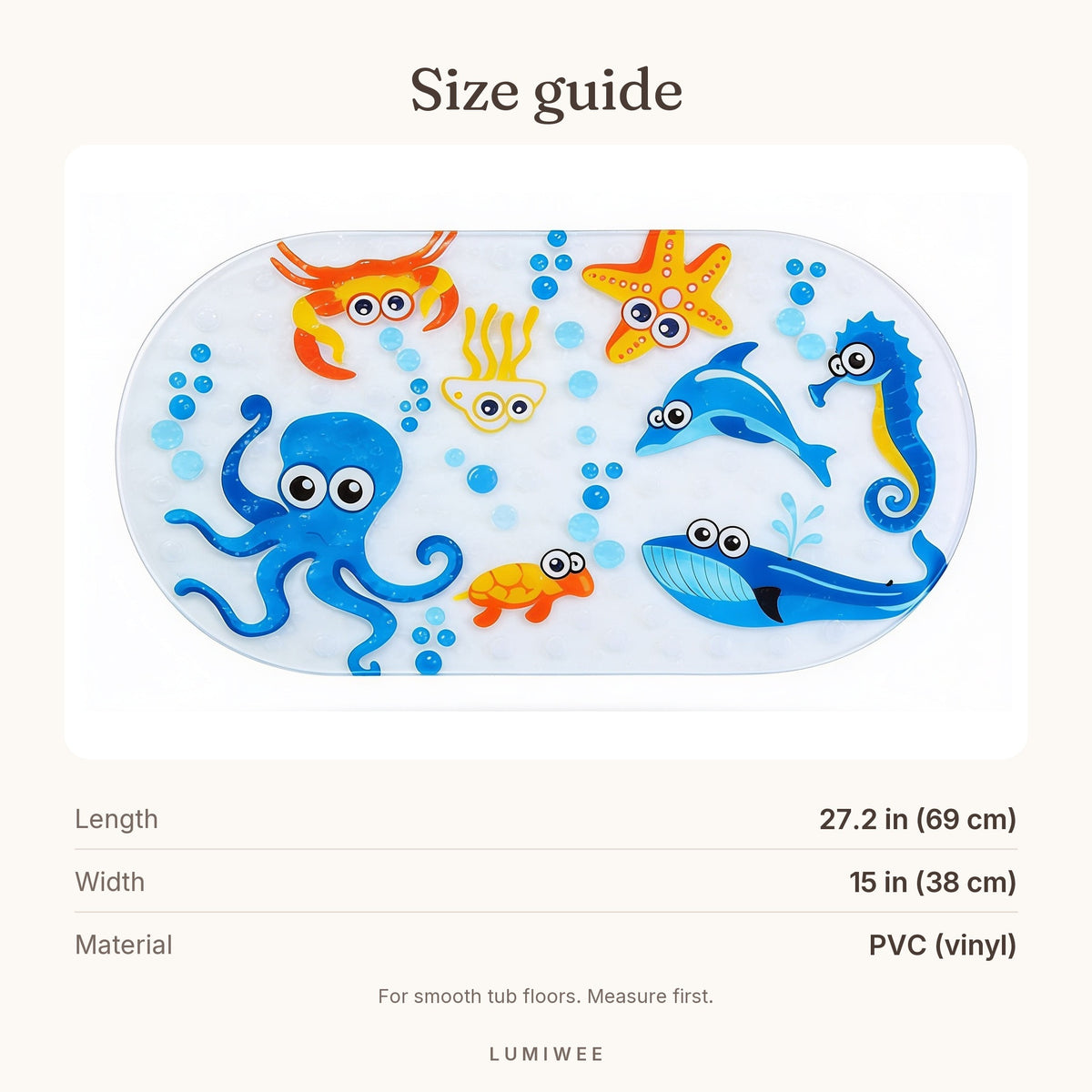 Lumiwee infographic: Lagoon - Size guide
