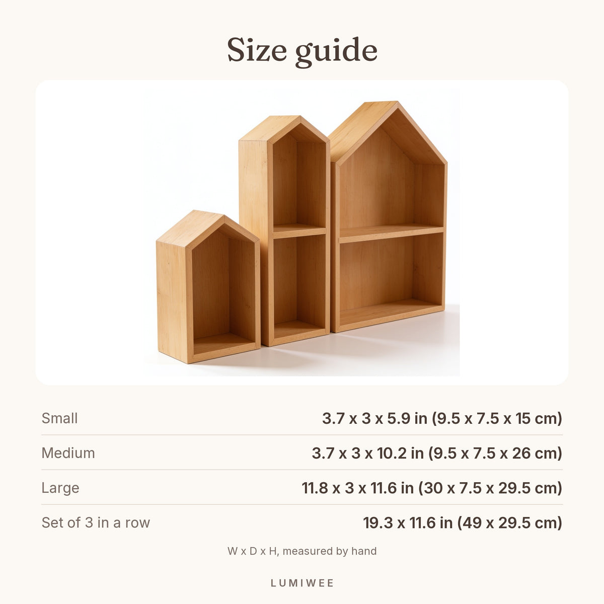 Lumiwee infographic: Linden - Size guide