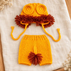 Lumiwee two-piece Lion knit photo set on ivory linen