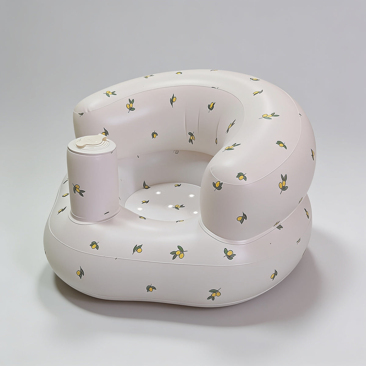 Lumiwee Mallow inflatable baby floor seat: cream inflatable baby floor seat on a plain background