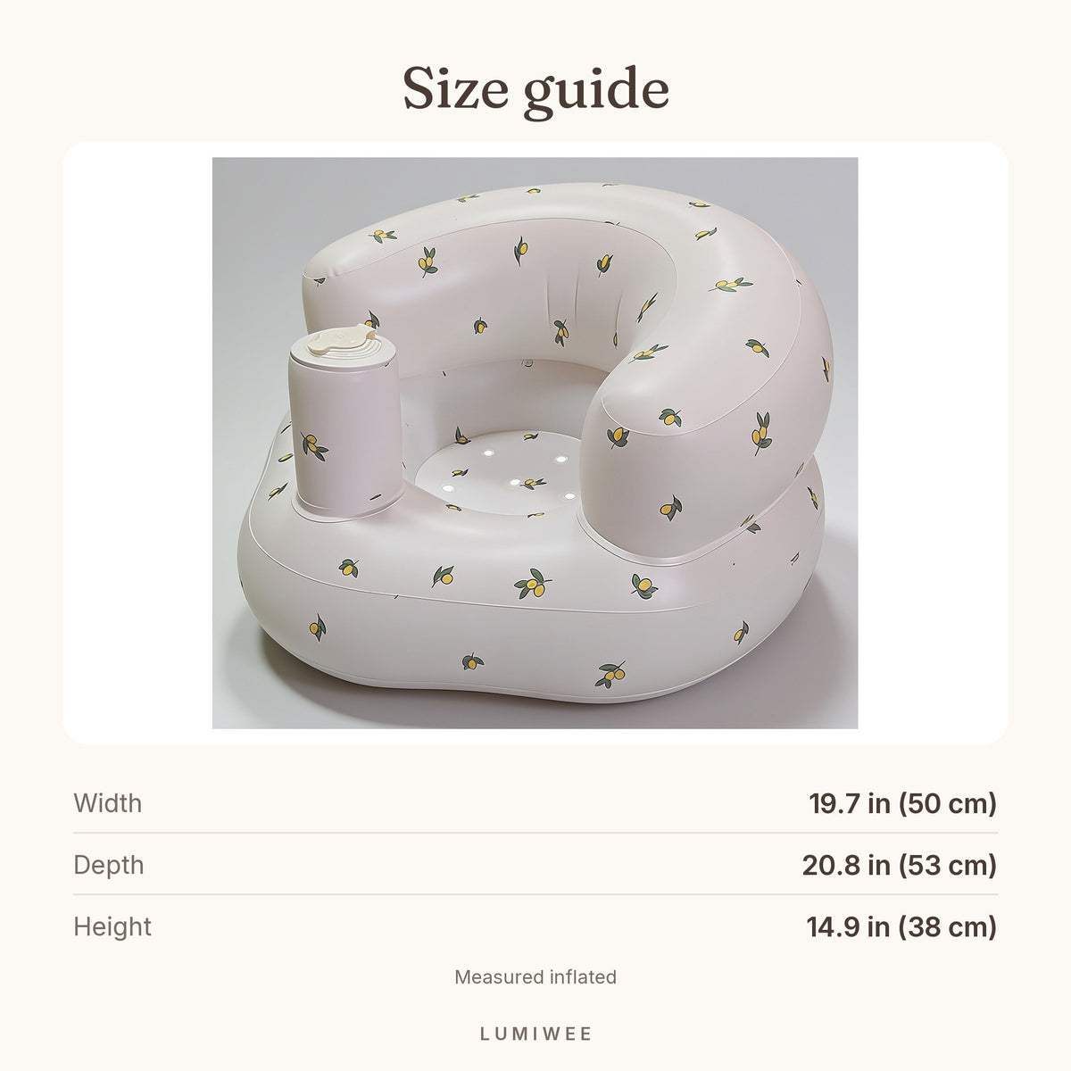 Lumiwee infographic: Mallow - Size guide