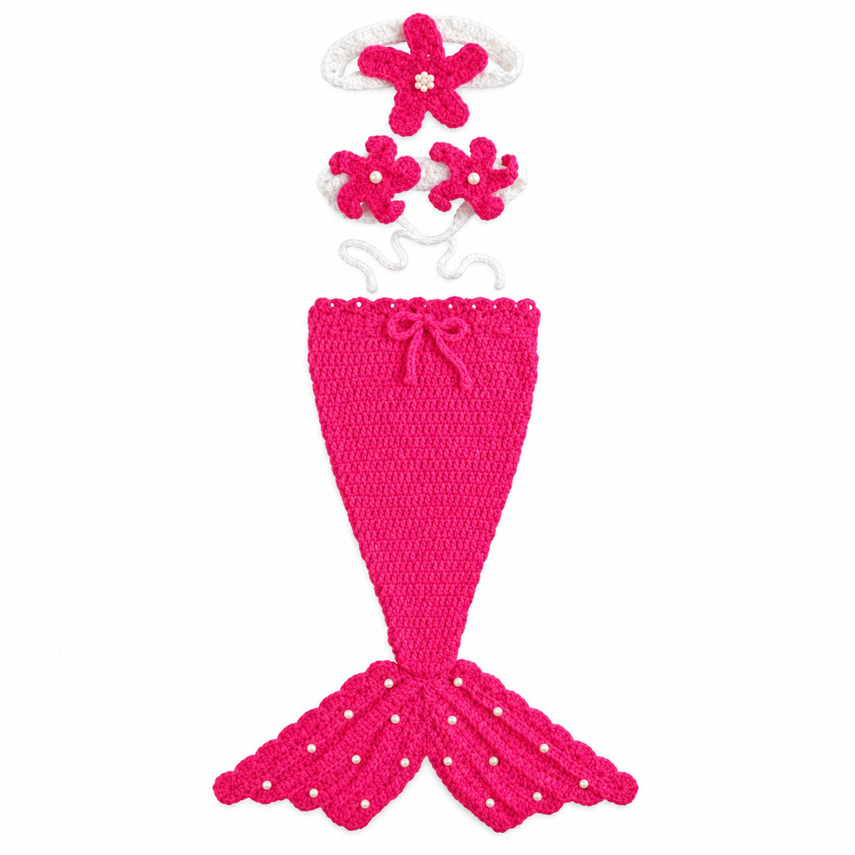 Lumiwee Mermaid Crochet Newborn Photo Props Set, Hot Pink option