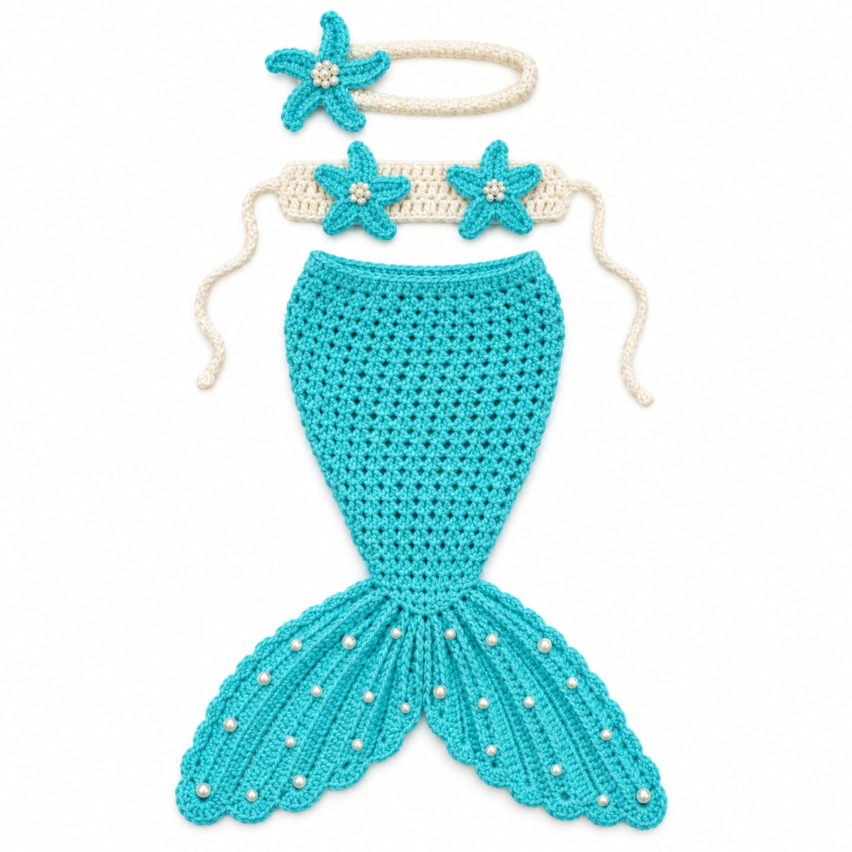 Lumiwee Mermaid Crochet Newborn Photo Props Set, Aqua option