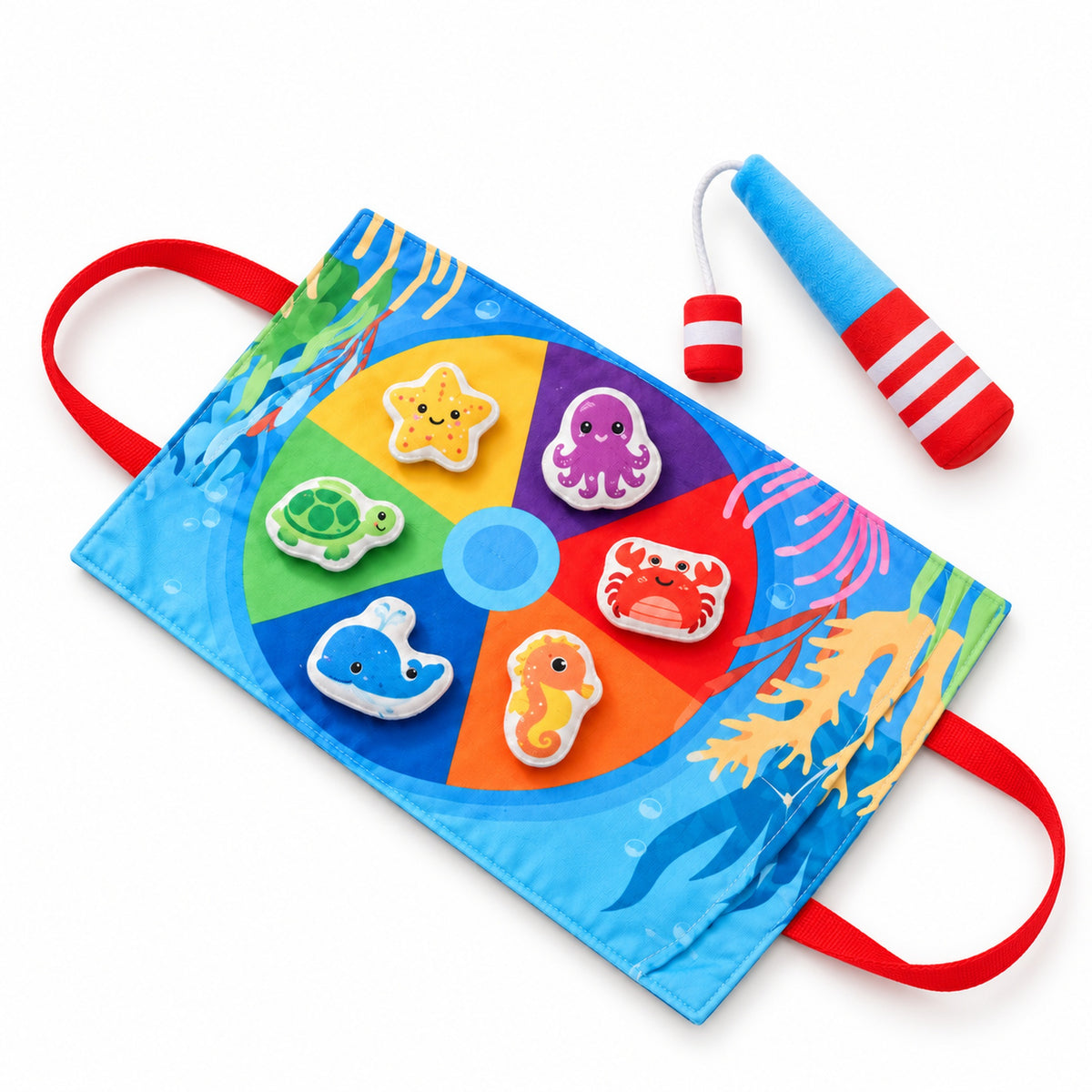 Mini magnetic fishing set on white
