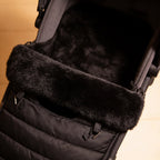 Lumiwee Mitten stroller bunting bag: close-up of the faux-fur trim and quilting