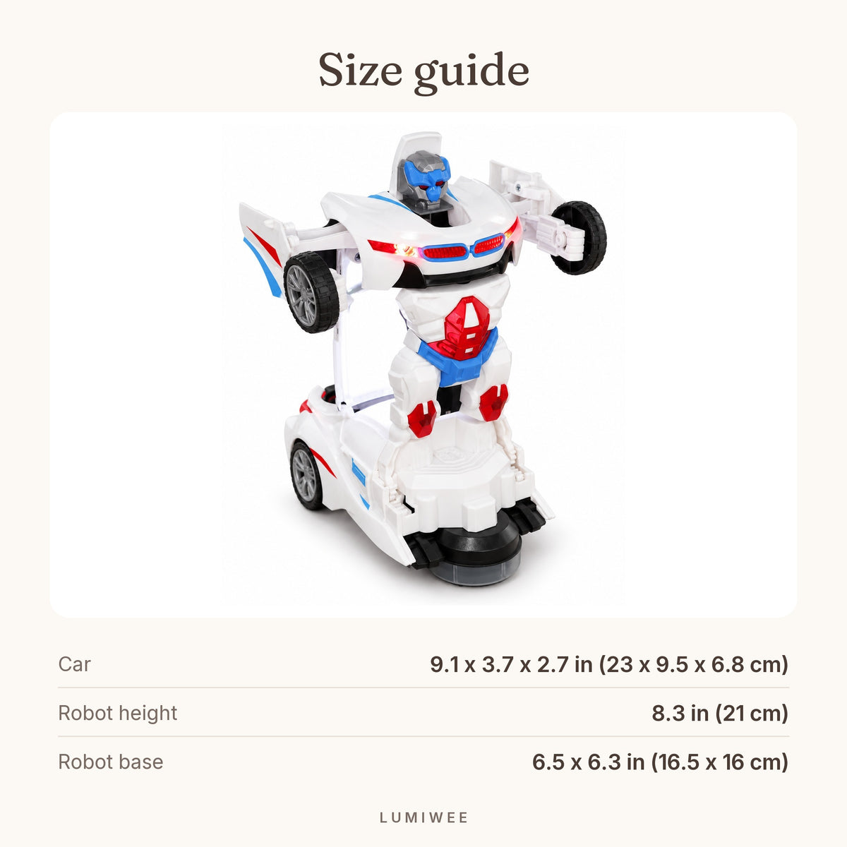 Lumiwee infographic: Morph - Size guide