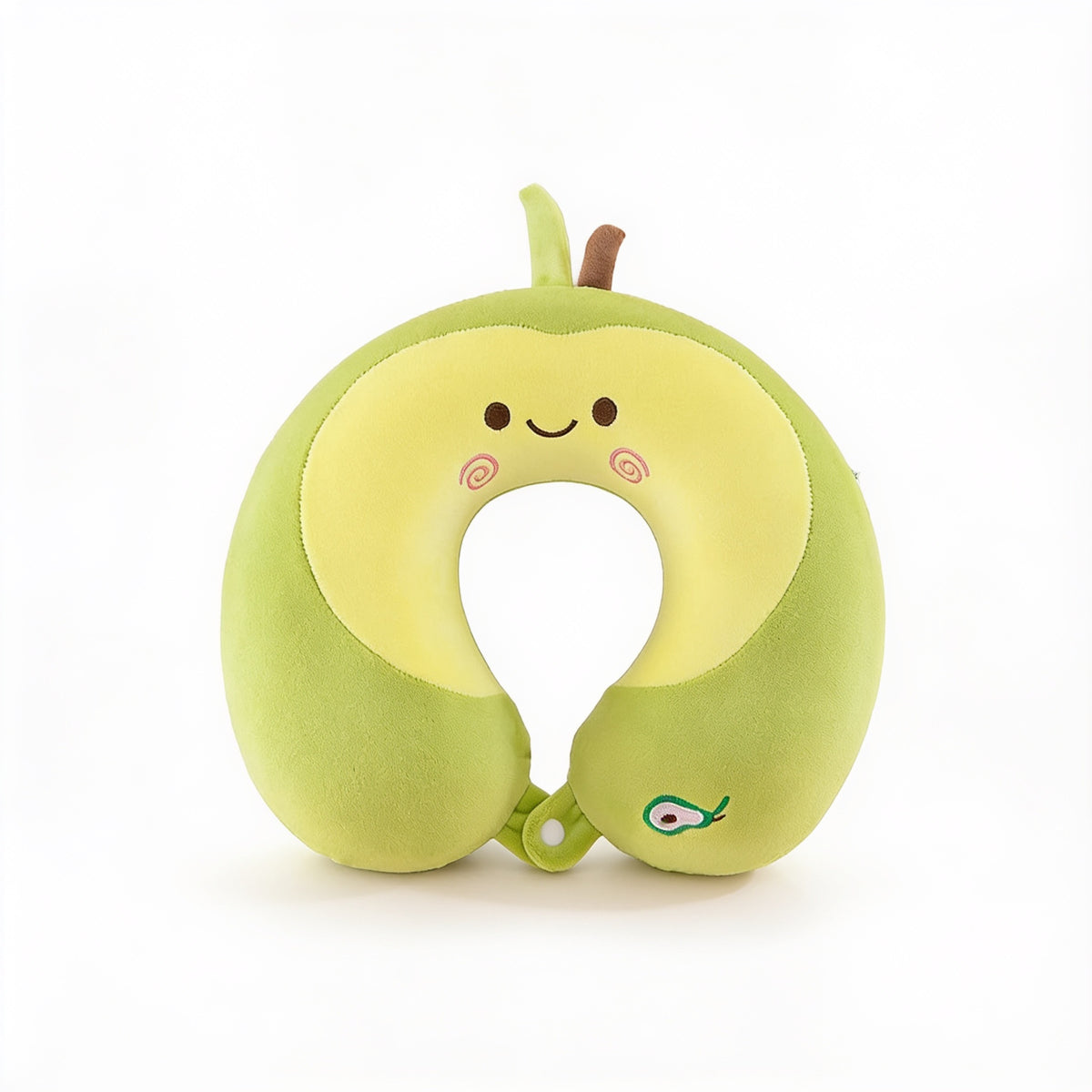 Lumiwee Nap U-shaped memory foam travel pillow: green avocado U-shaped travel pillow on a white background