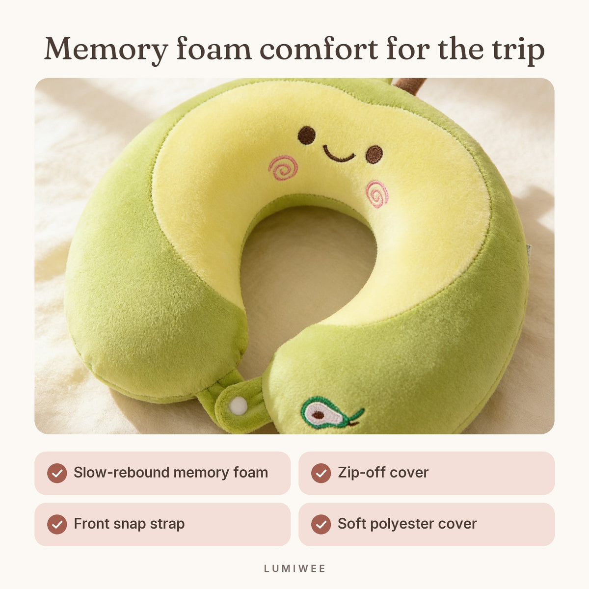 Lumiwee infographic: Nap - Memory foam comfort for the trip
