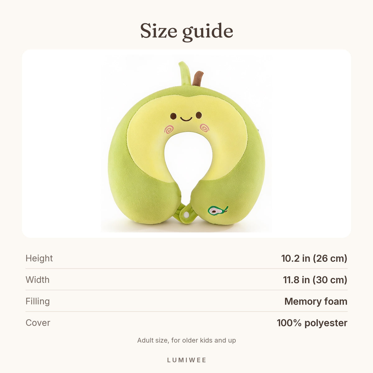 Lumiwee infographic: Nap - Size guide