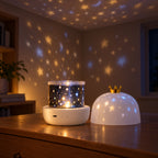 Nova in shade-off projector mode with a soft star projection in an empty room