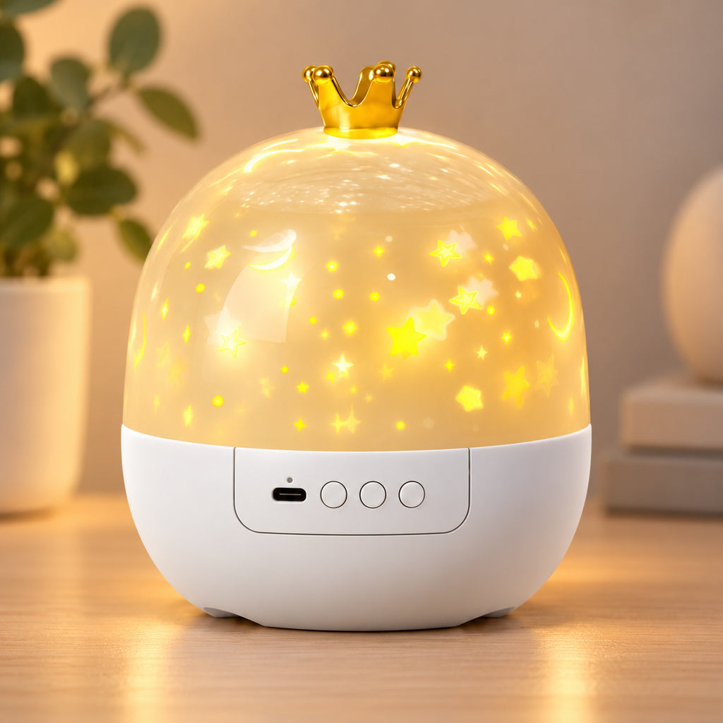 Close-up of Nova's gold crown, frosted star dome and front controls