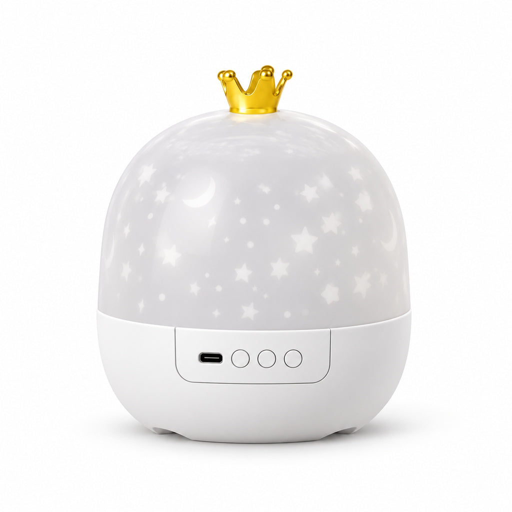 White Nova crown-topped projector with shade fitted on white
