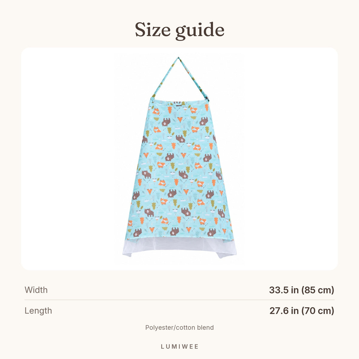 Lumiwee infographic: NursingCover - Size guide